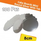 Mini Round Silver With Tab Cake Board 8cm 100units