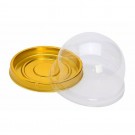 50 X Clear Mini Single Cupcake Muffin Dome Pods - Gold