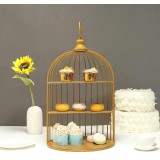 3-Tier Large Gold Metal Bird Cage Cupcake Cake Stand