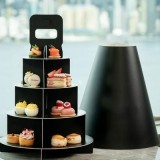 50 units X 4 Tier Black Disposable High Tea Stand with Cover